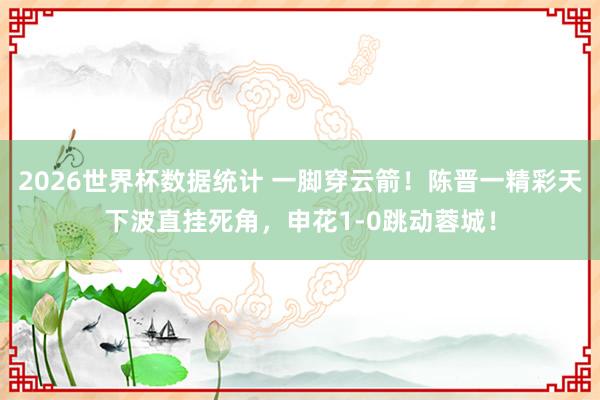 2026世界杯数据统计 一脚穿云箭！陈晋一精彩天下波直挂死角，申花1-0跳动蓉城！