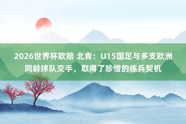 2026世界杯欧赔 北青:U15国足与多支欧洲同龄球队交手,取得了珍惜的练兵契机