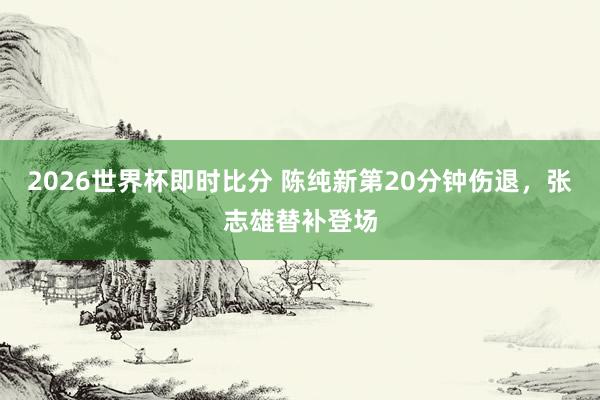 2026世界杯即时比分 陈纯新第20分钟伤退，张志雄替补登场