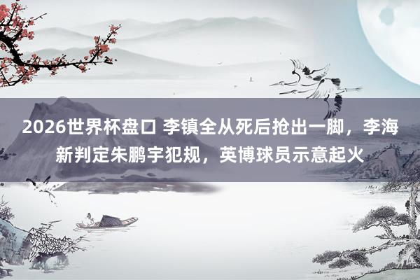 2026世界杯盘口 李镇全从死后抢出一脚，李海新判定朱鹏宇犯规，英博球员示意起火