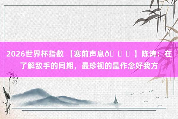 2026世界杯指数 【赛前声息🎙】陈涛：在了解敌手的同期，最珍视的是作念好我方