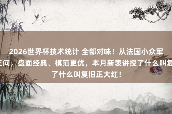 2026世界杯技术统计 全部对味!从法国小众军表到顶级三问,盘面经典、模范更优,本月新表讲授了什么叫复旧正大红!