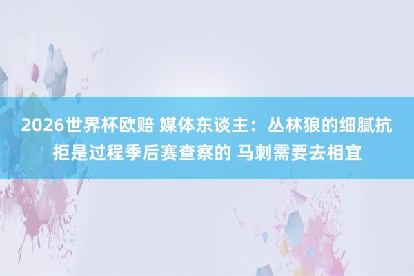 2026世界杯欧赔 媒体东谈主:丛林狼的细腻抗拒是过程季后赛查察的 马刺需要去相宜
