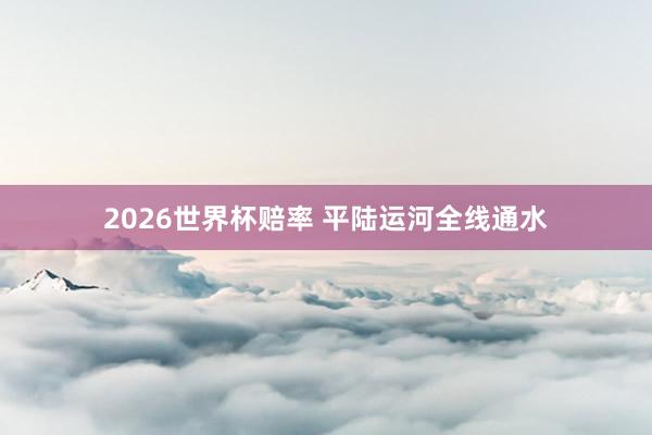 2026世界杯赔率 平陆运河全线通水