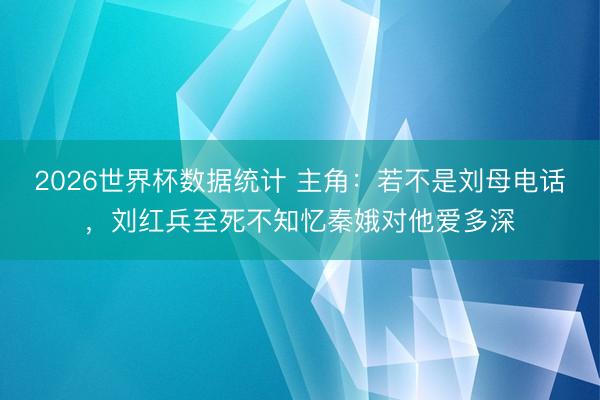 2026世界杯数据统计 主角:若不是刘母电话,刘红兵至死不知忆秦娥对他爱多深