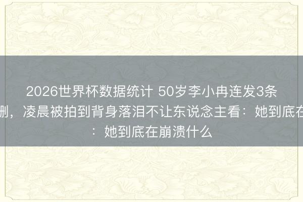 2026世界杯数据统计 50岁李小冉连发3条微博又秒删,凌晨被拍到背身落泪不让东说念主看:她到底在崩溃什么