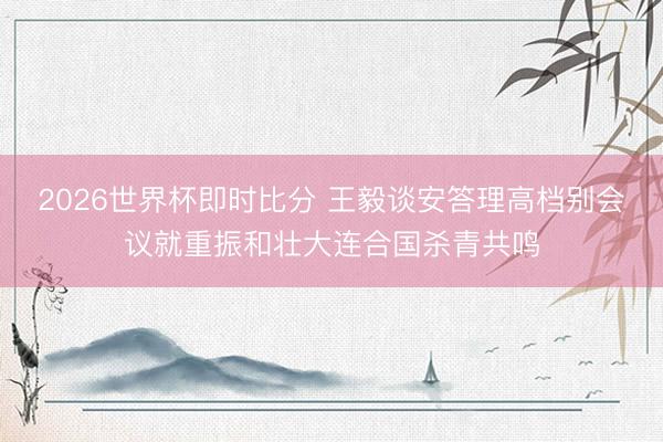 2026世界杯即时比分 王毅谈安答理高档别会议就重振和壮大连合国杀青共鸣