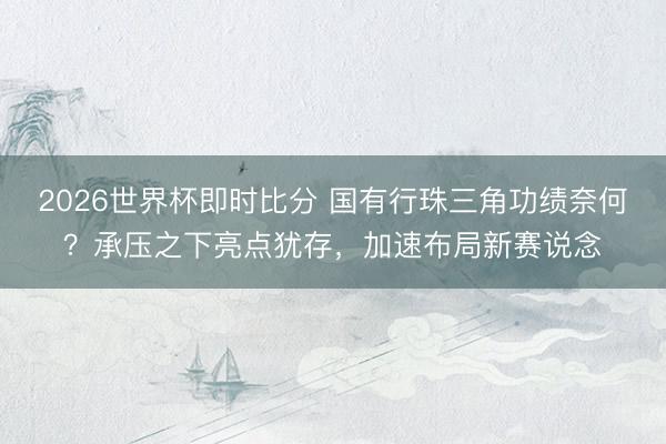 2026世界杯即时比分 国有行珠三角功绩奈何?承压之下亮点犹存,加速布局新赛说念
